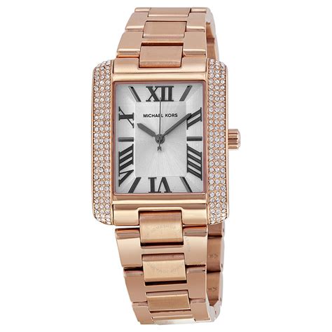 rectangle michael kors rose gold metal|Michael Kors Women's Emery Three.